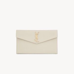 Saint Laurent UPTOWN POUCH IN GRAIN DE POUDRE LEATHER - BLANC VINTAGE